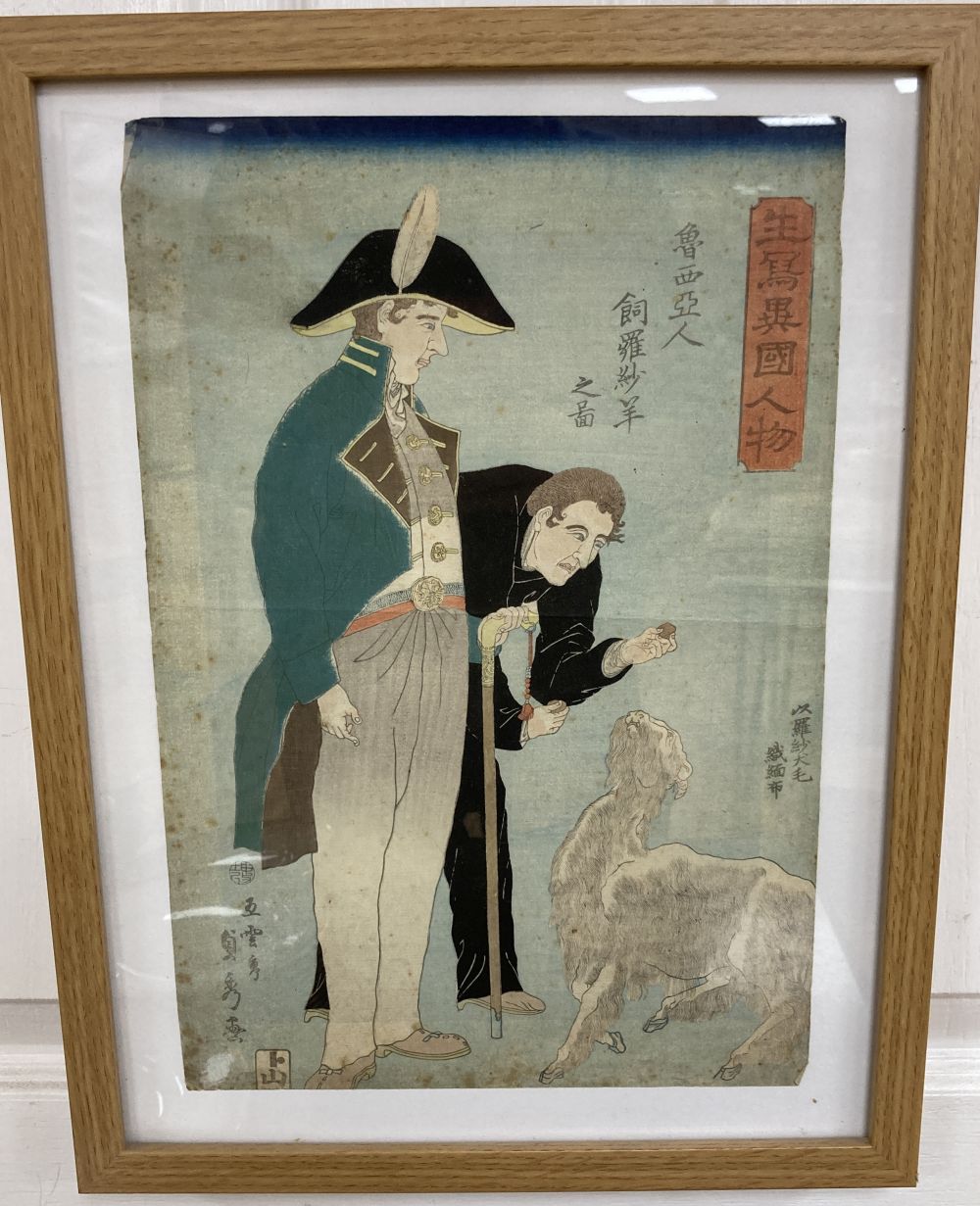 Utagawa Sadahide, woodblock print, Russians (from Living pictures of Foreigners), 35 x 24cm